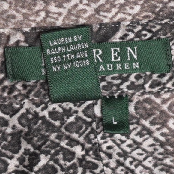 Lauren Ralph Lauren Animal Print Button-Down Shirt L 100% Cotton 3/4 Sleeve Prep - Picture 4 of 7